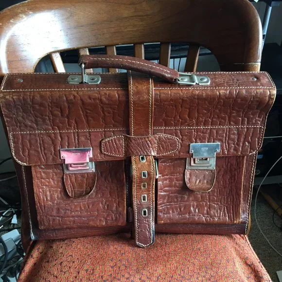 VINTAGE SWEDISH LEATHER BRIEFCASE - Picture 1 of 15
